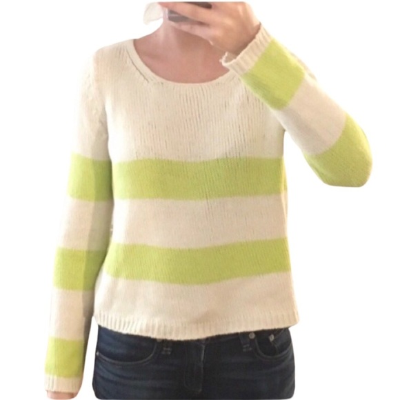 COINCIDENCE & CHANCE Urban Outfitters Lime Green Stripe Crop Sweater Medium - Picture 1 of 11